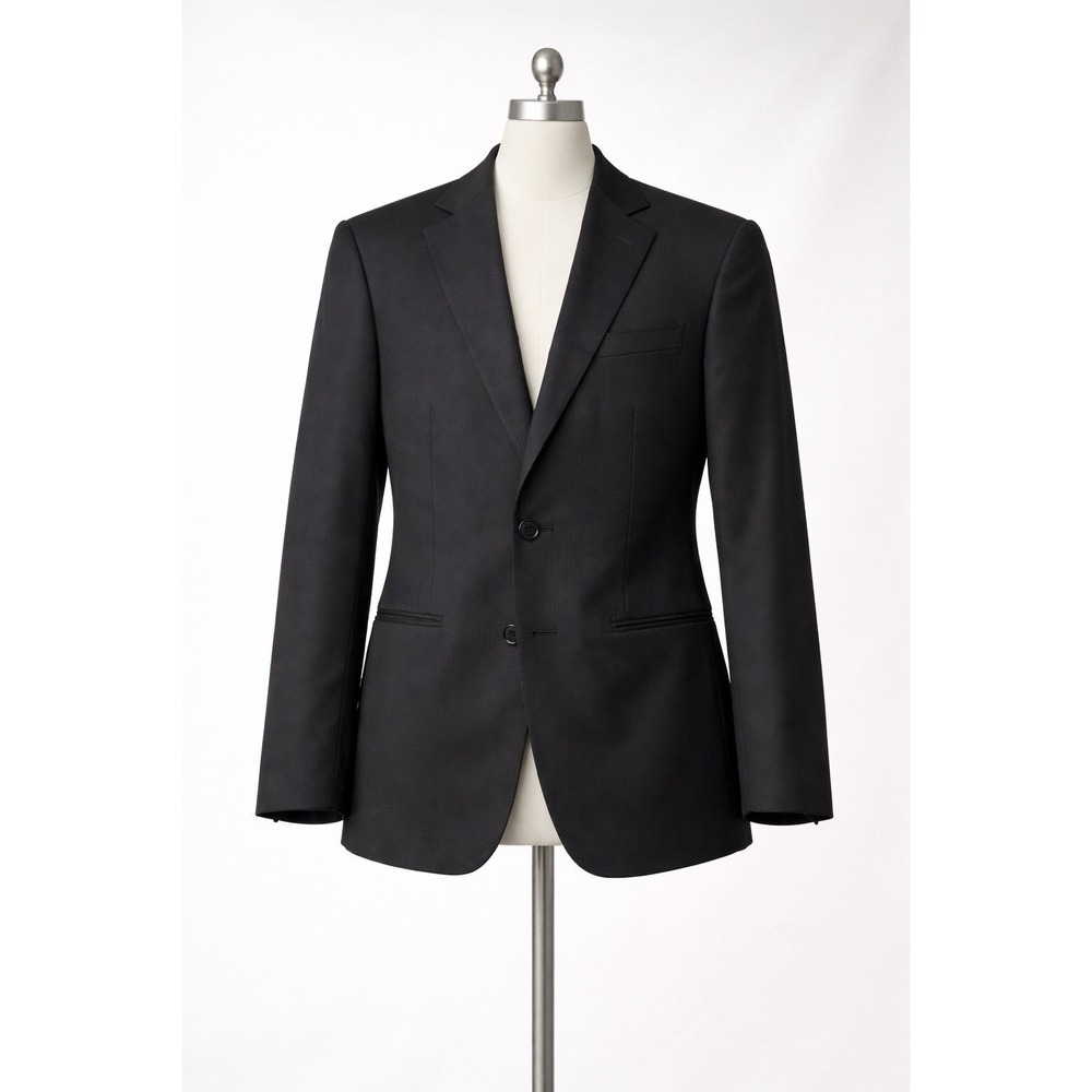 Armani Collezioni Men's Tailored Blazer Black Wool Slim Fit Pin Stripe 54R Italy